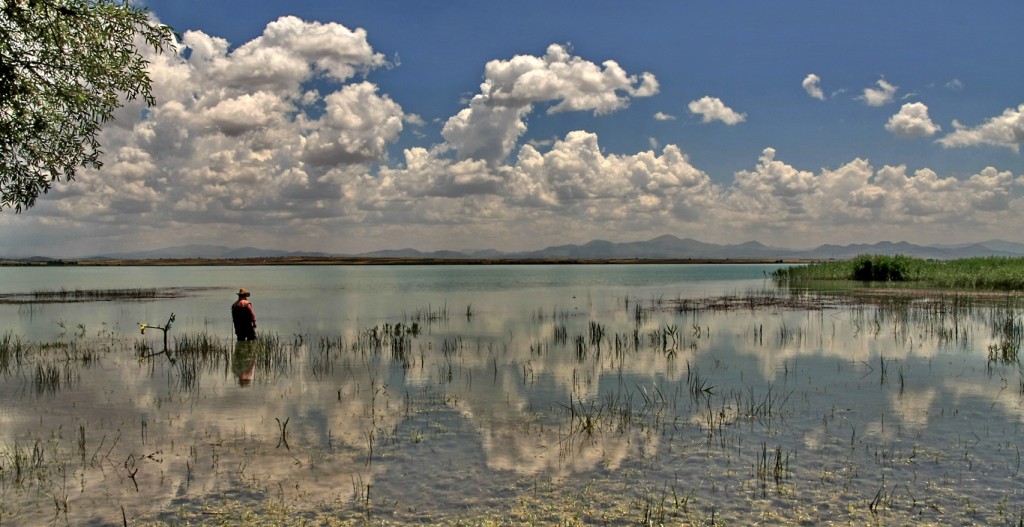 A fisherman in the Lake Beysehir, Konya